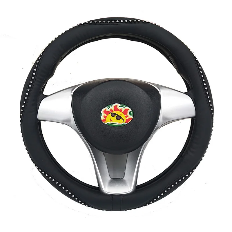 

12V Heated PU Leather Crystal Car Steering Wheel Covers Diamond Black Heating Auto Steering-Covers For Mercedes Lady UK4 X30