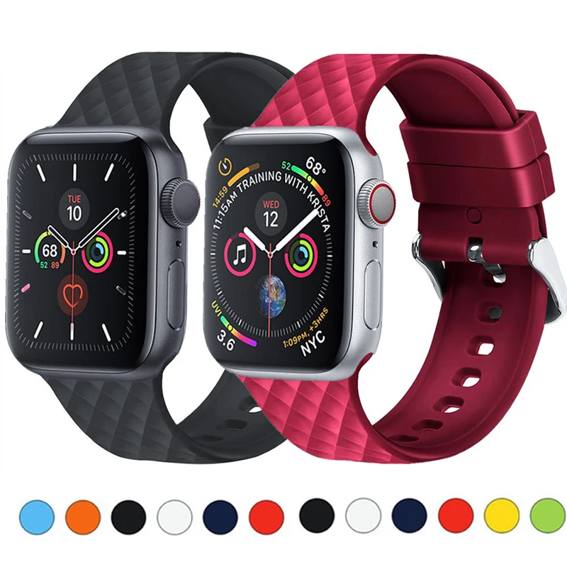Силиконовый ремешок для apple watch 5 44 мм 40 iwatch 42 38 тканый узор браслет 4 3 2 1|Ремешки
