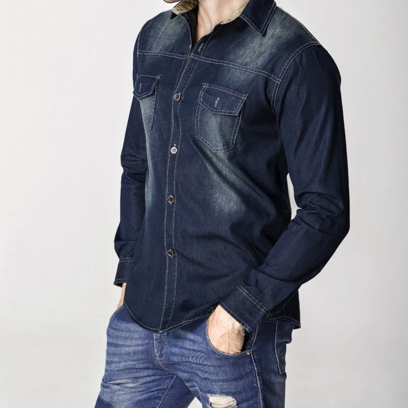 Мужская одежда новая мода 2020 Весенняя джинсовая рубашка повседневная мужская с