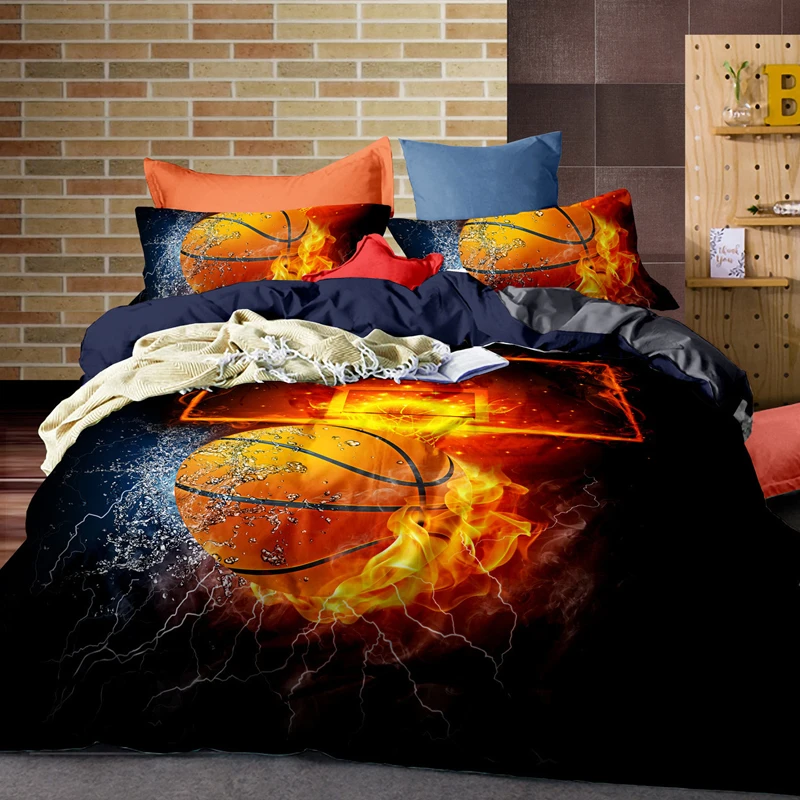 

WAZIR 3D Sports Series Basketball Football Bedding Set Bed Linen Cotton Cover Pillowcases Full Comforter Bedding Sets Bedclothes