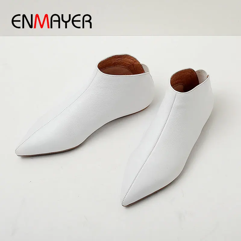 ENMAYER/ г. Женская обувь классические короткие плюшевые зимние ботинки из лакированной кожи с круглым носком без застежки женские теплые меховые ботильоны на молнии