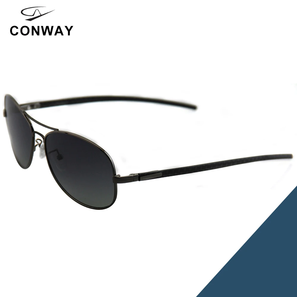 Conway, легкие солнцезащитные очки, поляризационные, для мужчин, классические, Военный стиль, пилот, солнцезащитные очки, УФ-защита, мужские очки для вождения - Цвет линз: Черный
