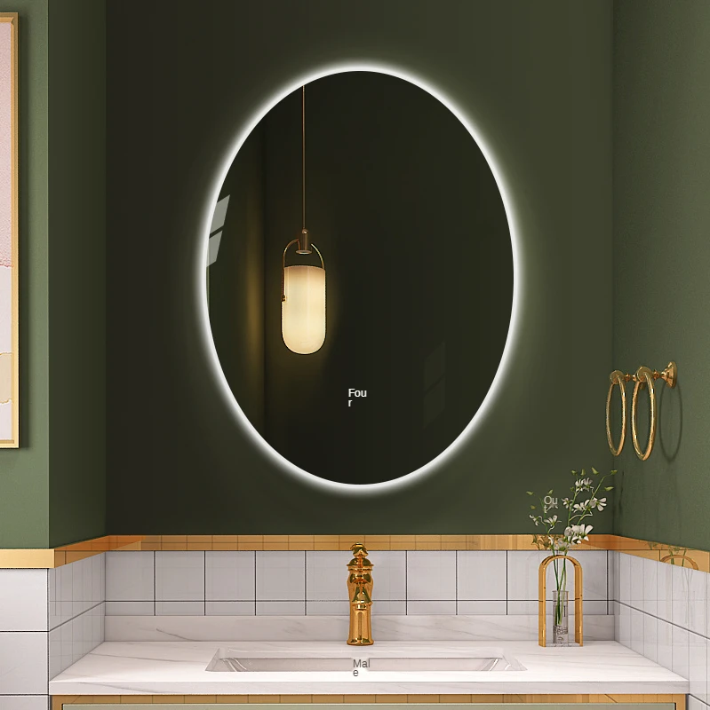 

Elliptical bathroom mirror led smart mirror makeup mirror HD silver mirror wall-mounted luminous lamp