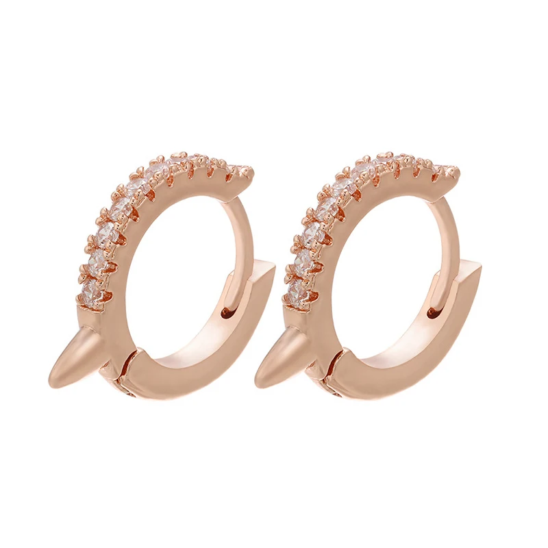 Серьги кольца с фианитами для пирсинга маленькие модные украшения прокола хряща