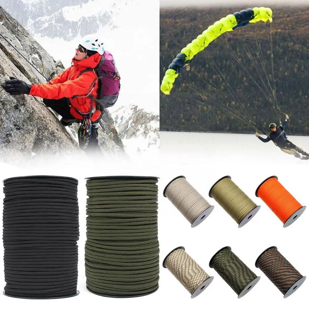 

100m 9 Stand Cores Parachute Cord Lanyard Outdoor Camping Equipment Tent Survival Climbing Accessories Rope Hiking T9p0