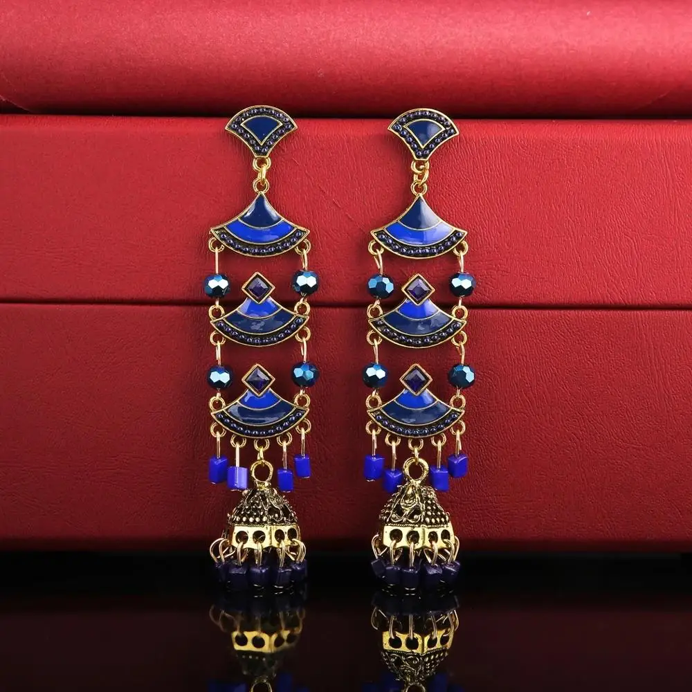 Винтажные Этнические украшения из бисера Индийские Jhumka маленькие серьги с