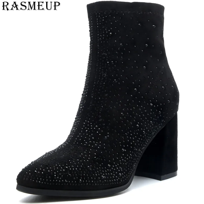RASMEUP/женские зимние ботильоны со стразами коллекция 2019 года модные брендовые