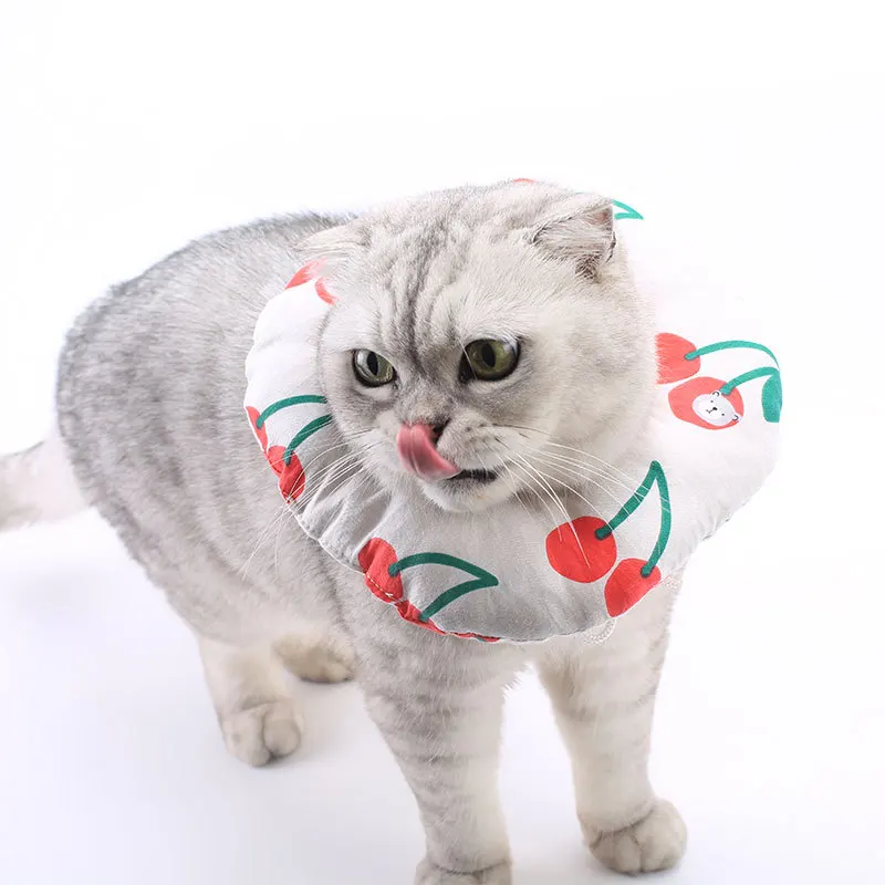 

Cute Soft Cotton Pet Elizabethan Collar Adjustable Bread Fruit Shape Cat Neck Cone Recovery Surgery Wound Healing Neck Ring