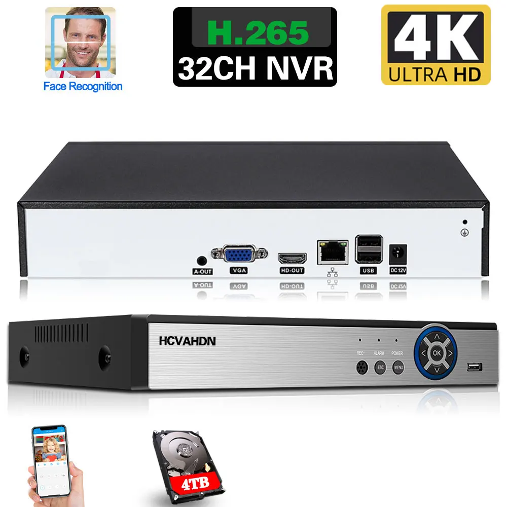 

Сетевой видеорегистратор 32 канала H.265 4K CCTV IP, устройство для видеонаблюдения, 16 каналов, NVR, 8 Мп, 16 каналов, XMEYE, видеорегистратор NVR P2P