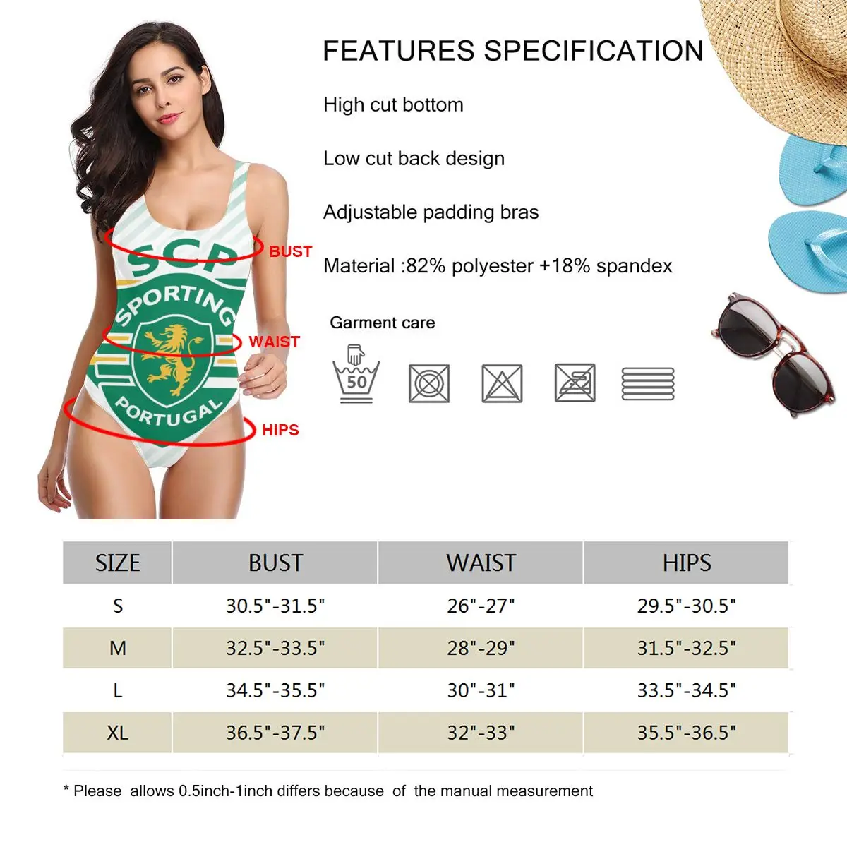 

Sporting Club Portugal Sexy One-piece Swimwear With Push Up Women Swimsuit Closed Body Female Bathing Suit For Pool Beach Wear