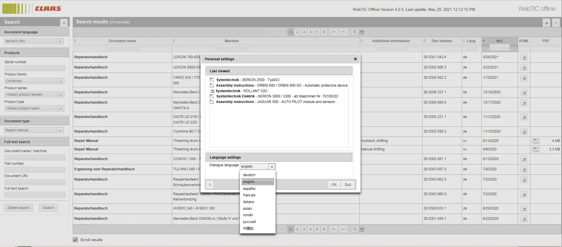 WebTIC технический информационный центр для Claas [06 2021] на нескольких языках|keygen|keygen