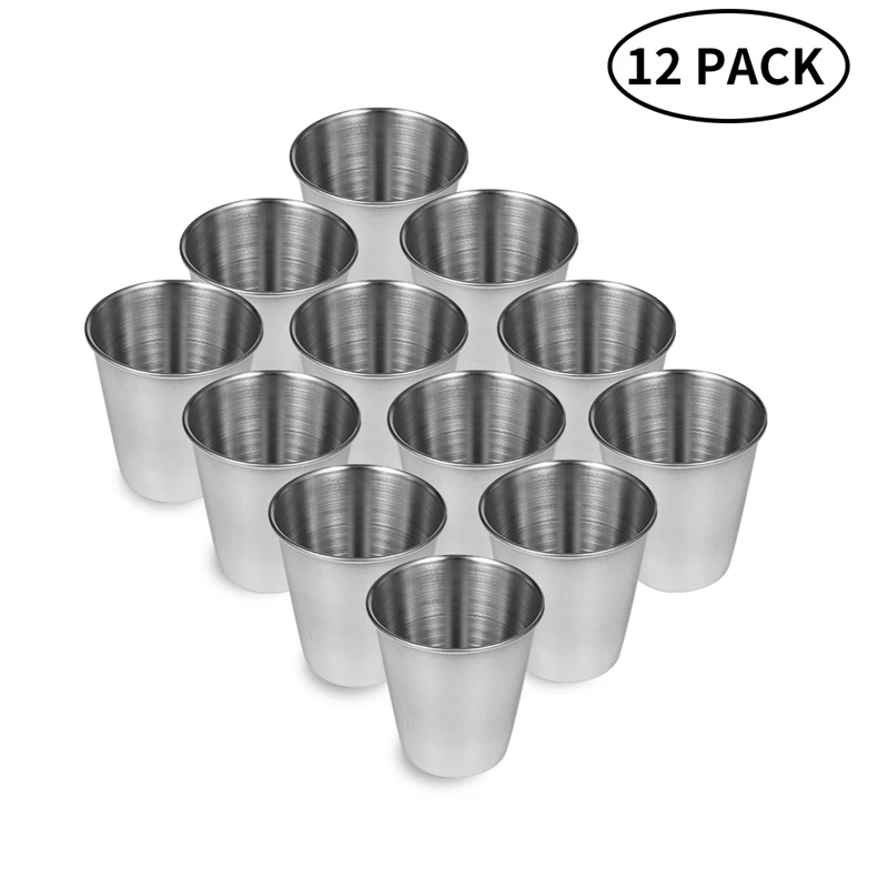 

12 Pcs 70ml New Stainless Steel Metal Beer Cup Wine Cups Coffee Tumbler Tea Milk Mugs for Home Outdoor Travel