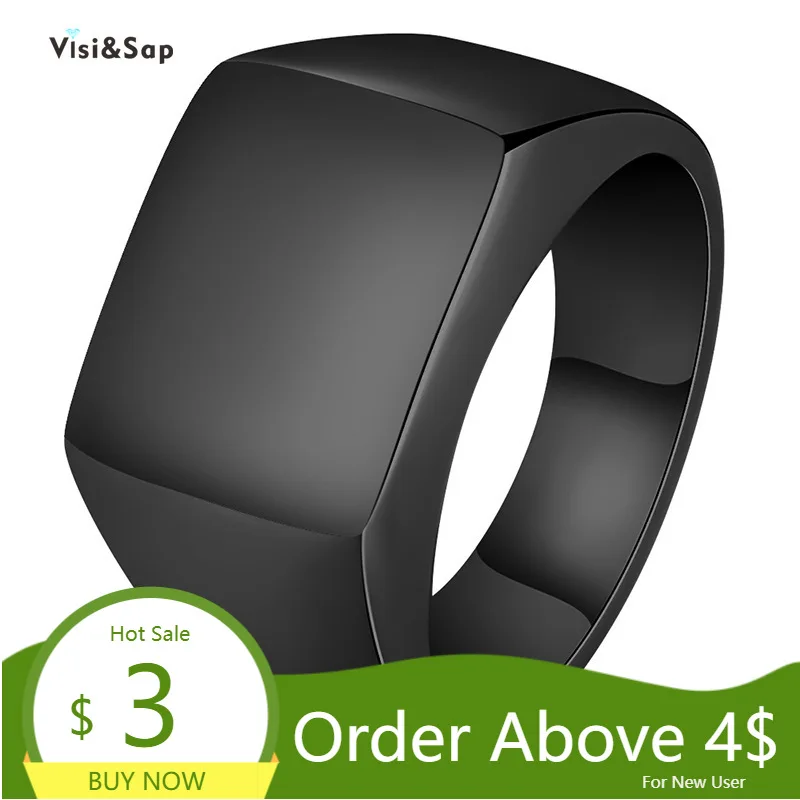 Visisap титановая сталь широкий пояс для мужчин кольцо Размеры детей в возрасте от 7