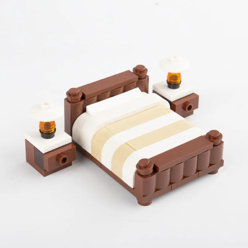 DIY строительные блоки украшения мебель двойная кровать одна двухъярусные кубики