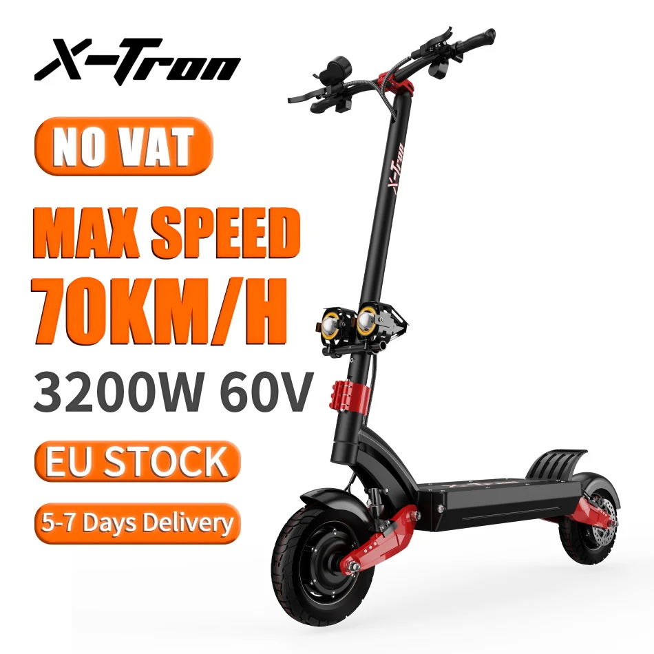 

[EU STOCK] X-Tron X10Pro 60V 3200W Electric Scooter Folding E-scooter Dual Motor trottinette electrique Max 70km/h Kick Scooters