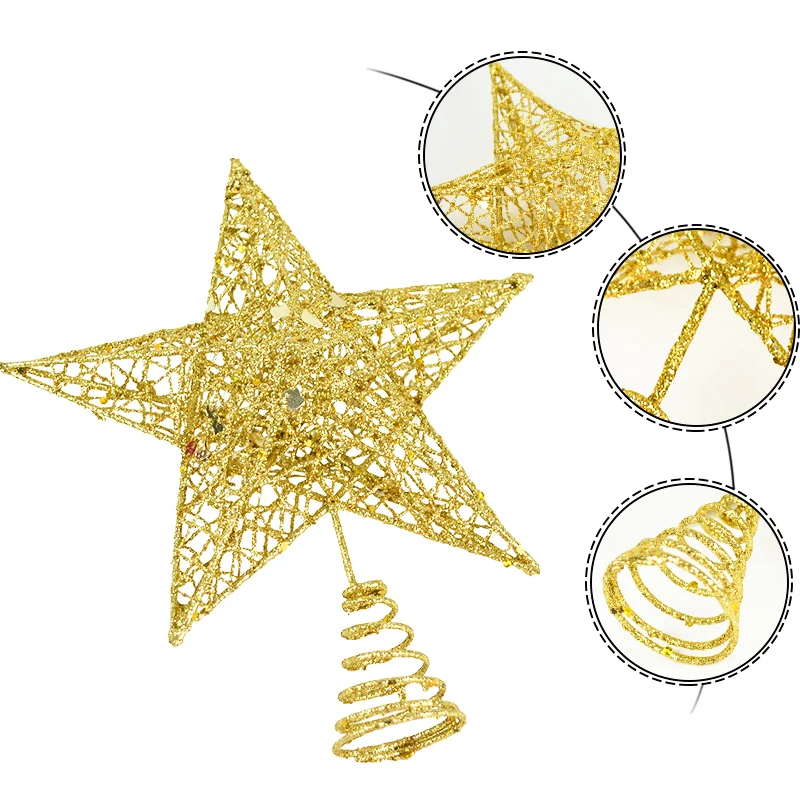

Gold Glitter Christmas Tree Top Iron Star Christmas Decorations For Home Xmas Tree Ornaments Navidad New Year 2021 Natal Noel