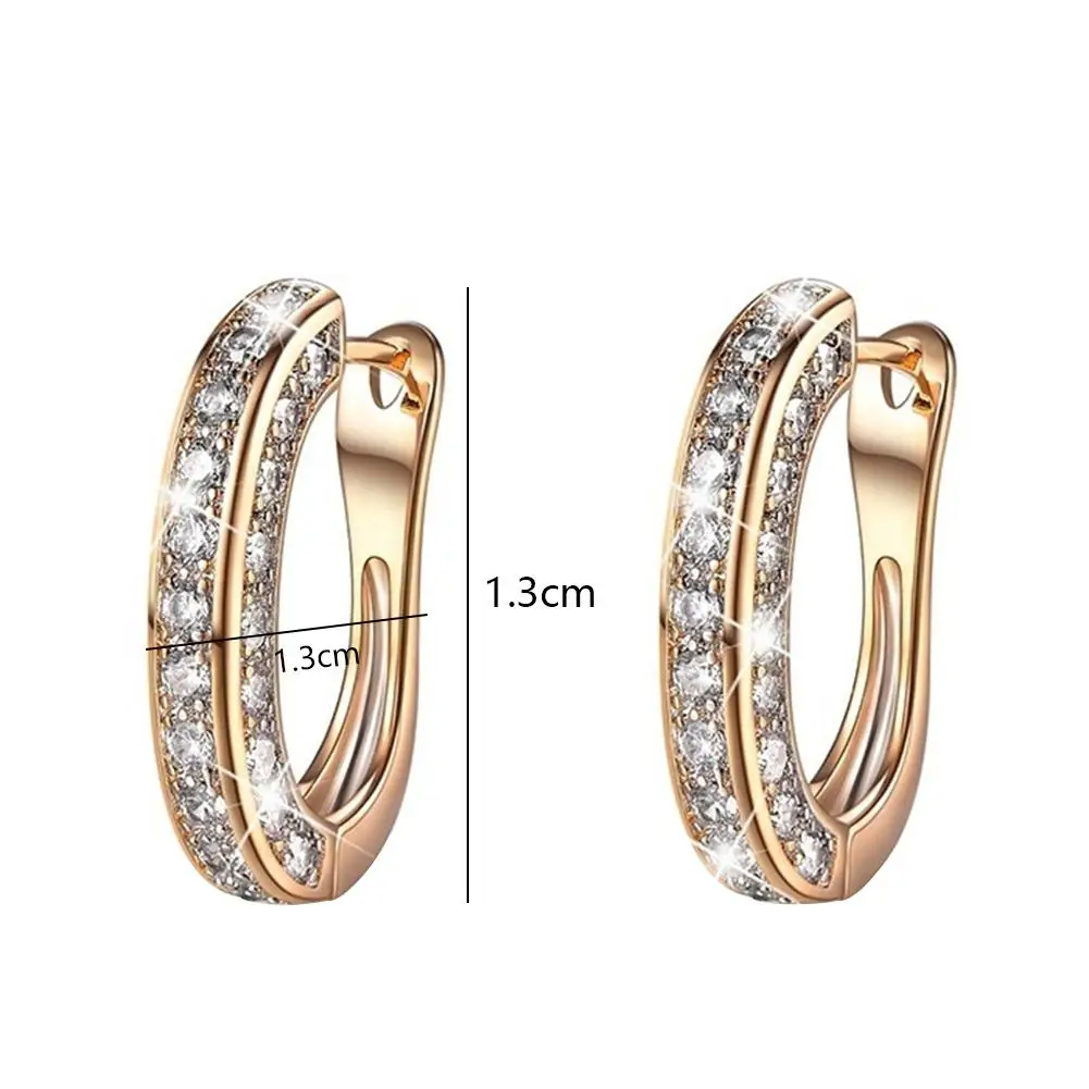 

Fashion Round Crystal Studs Earrings Rhinestone Ear Clip Women Jewelry Business Office Ladies Circle Ear Buckle Dropshipping
