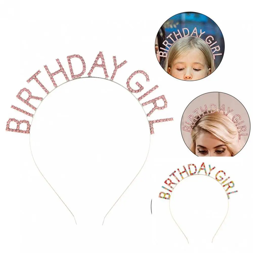 

Cute Birthday Girl Crown Birthday Girl Stylish Letters Rhinestone Birthday Crown Hair Band Birthday Crown