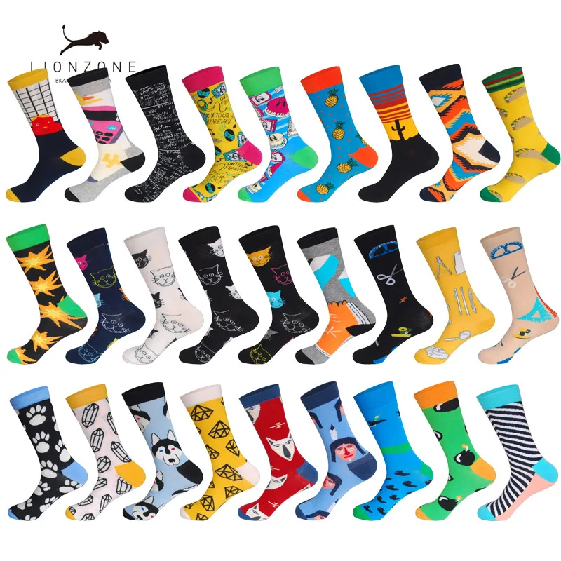 Для мужчин и женщин счастливые носки забавные с рисунками зверей из мультфильмов