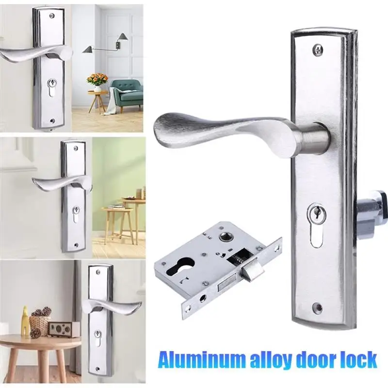 

Door Handle Lock Cylinder Front Back Lever Latch Home Security With Keys Solid Square Tongue Interior Door Lock