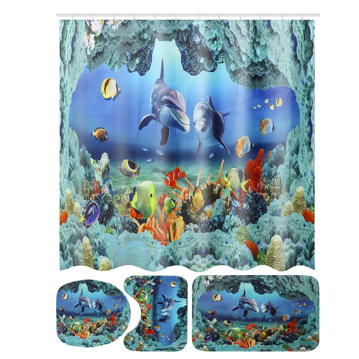 1/3/4 шт. Океанский дельфин занавеска для душа с глубокой водой полиэфирная