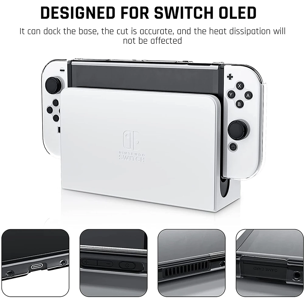 hard protective clear protective case cover for nintendo switch oled soft tpu crystal shell for switch joycon screen protector free global shipping