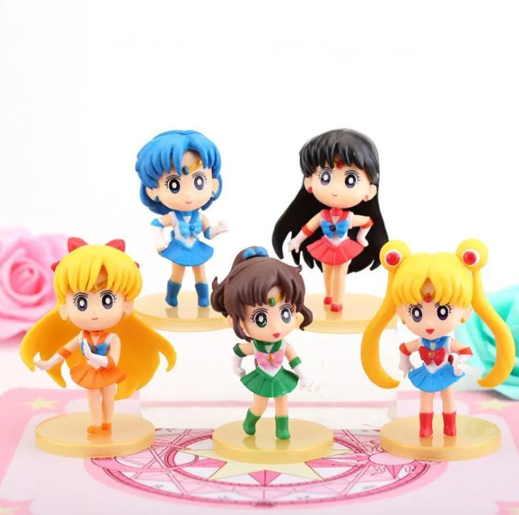

Bandai Q Posket 5 шт. Сейлор Мун Аниме экшн-фигурки куклы ПВХ модели марионетки периферийные украшения для торта игрушки новинка