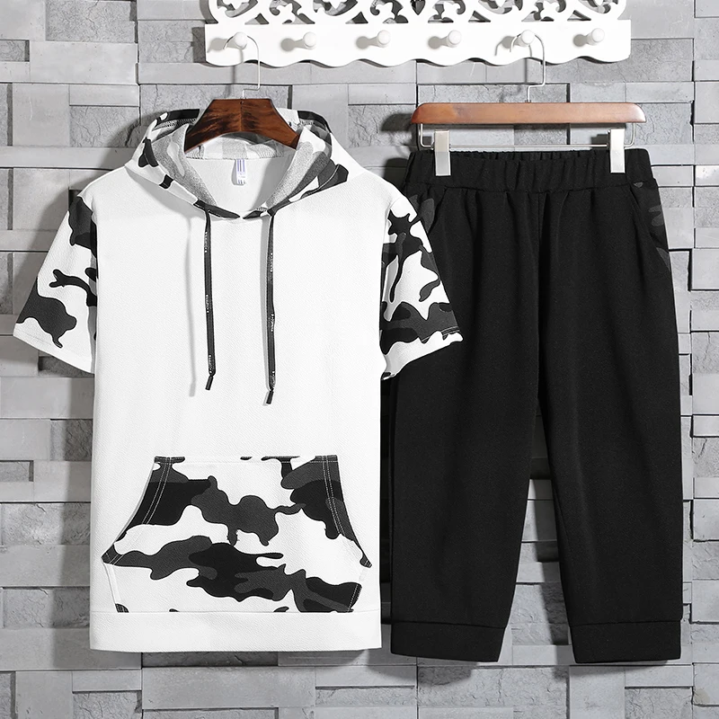 Костюм спортивный мужской с капюшоном и шортами|Мужские спортивные костюмы| |