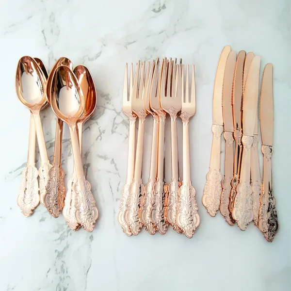 12 комплектов/36 шт. одноразовых столовых приборов розовый пластиковый нож вилка