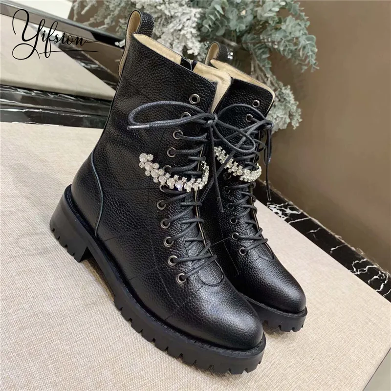 OLOME Новинка римские из натуральной кожи женские ботинки-гладиаторы с круглым