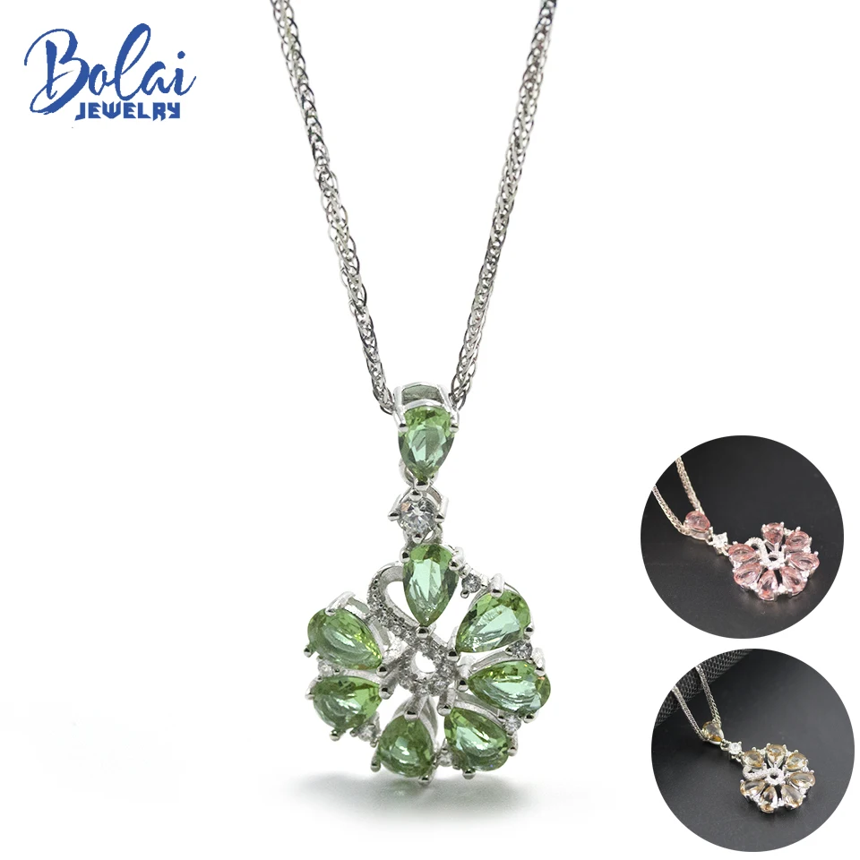 Женское ожерелье с подвеской из зултанита Bolai розовое зеленое ювелирное изделие