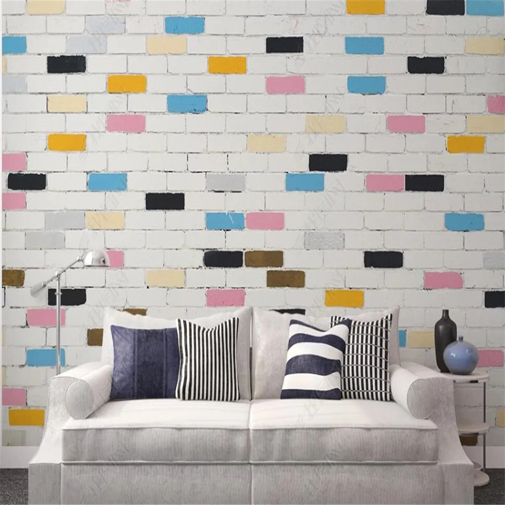 

Milofi custom 3D wallpaper mural color brick pastoral texture living room bedroom background wall decoration painting wallpaper