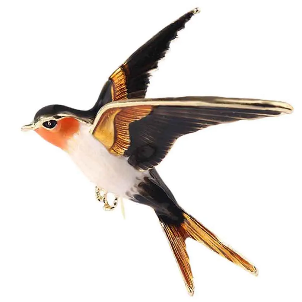 Женская брошь в форме ласточки Классическая эмалированная металлическая из