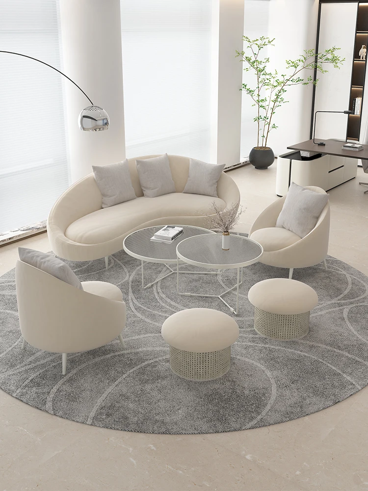 

zq Curved Sofa Tea Table Combination Light Luxury Small Apartment Business Reception Area Reception Office