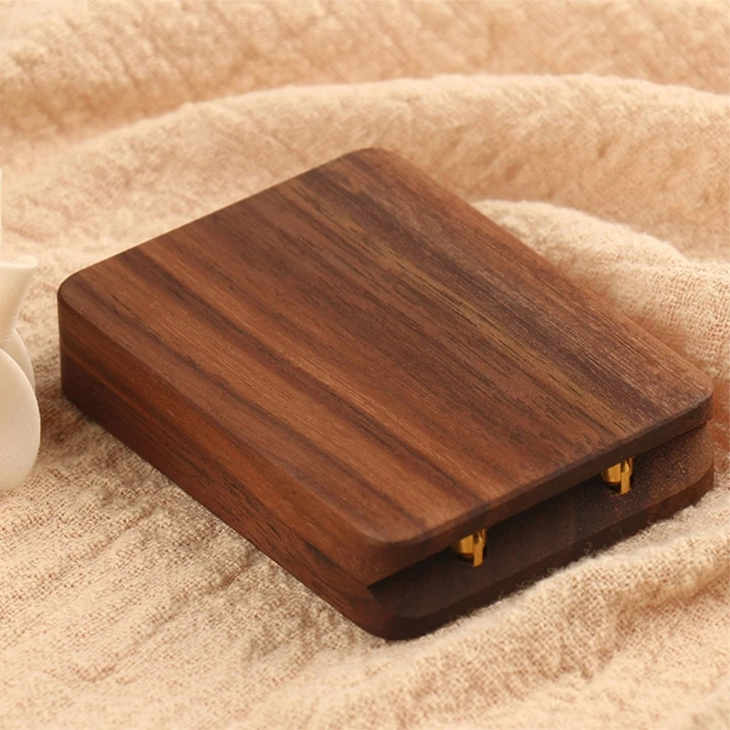 

Engagement Flat Ring Box-Proposal Wooden Ring Box-Wedding Ring Box-Square Thin Engagement Revolving Box Jewelry Gift