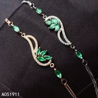 kjjeaxcmy fine jewelry natural emerald 925 sterling silver new women hand bracelet support test fashion
