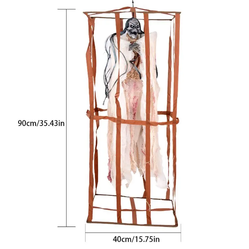

Halloween Party Decoration Eyes Glowing Cage Ghost Screaming Ghost Scary Haunted House Scene Hanging Decor Props toys