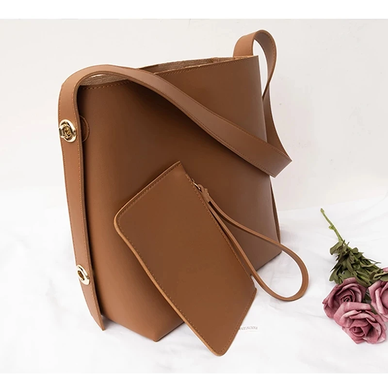 

Fashion Pu Leather Women's Handbags Large Capacity Designer Casual Ladies Tote Female Bucket New Women Shoulder Bag designer bag