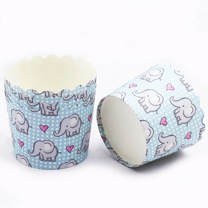 50 шт. Бумажные Формочки для капкейков в виде слона льва короля медведя совы