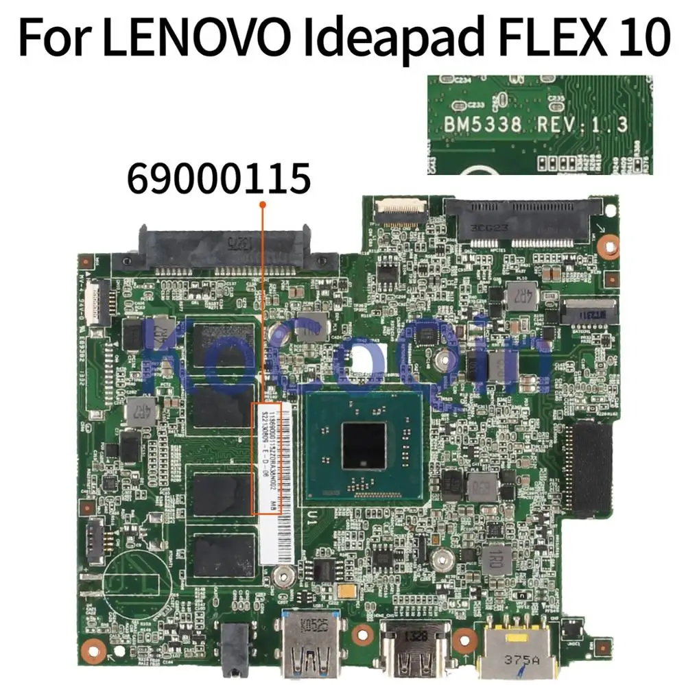 Laptop Motherboard For LENOVO Ideapad FLEX 10 N2820 4GB Notebook Mainboard BM5338 REV.1.3 69000115 With RAM