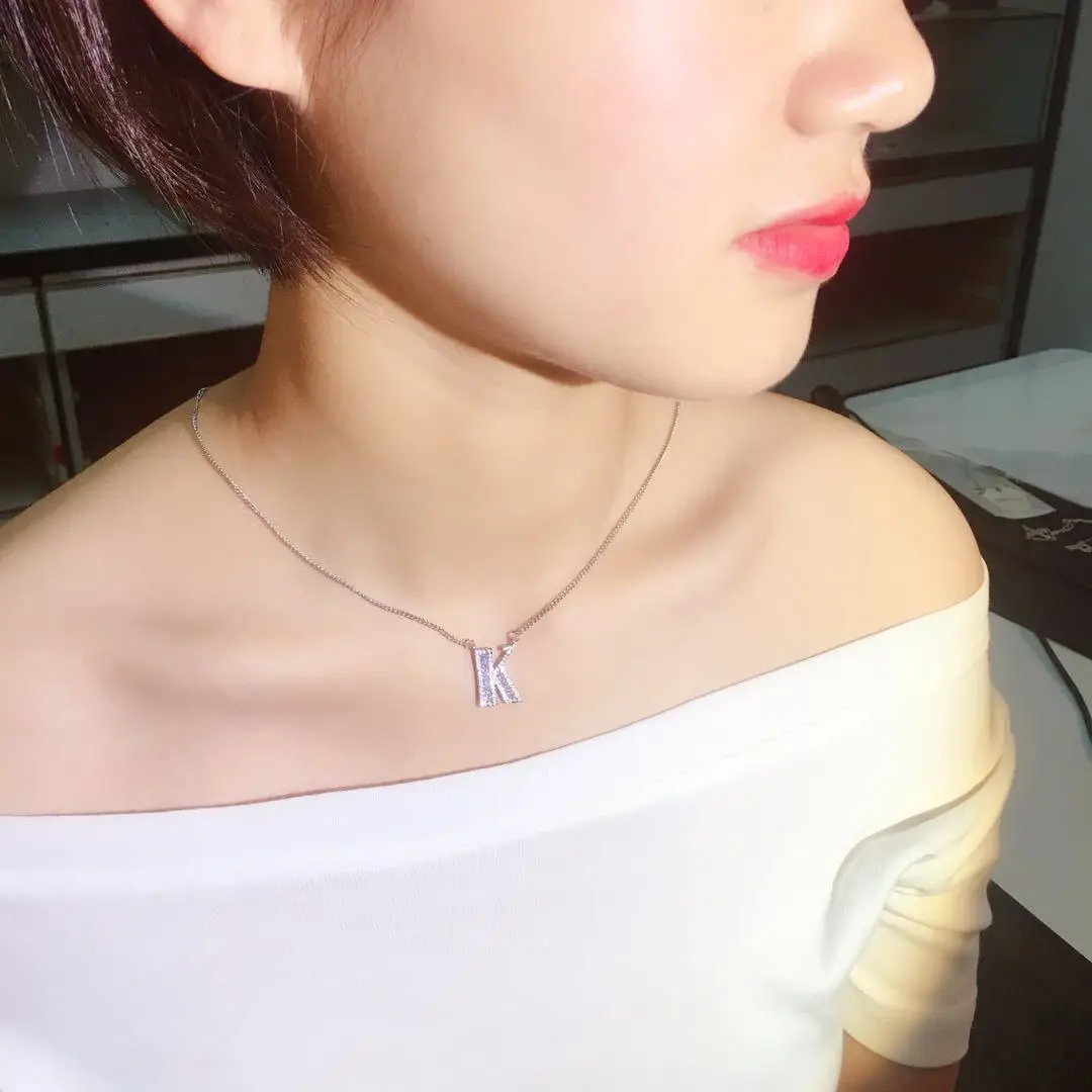 26 ожерелье с буквами циркониевое Кристальное сверкающее подвеской в виде