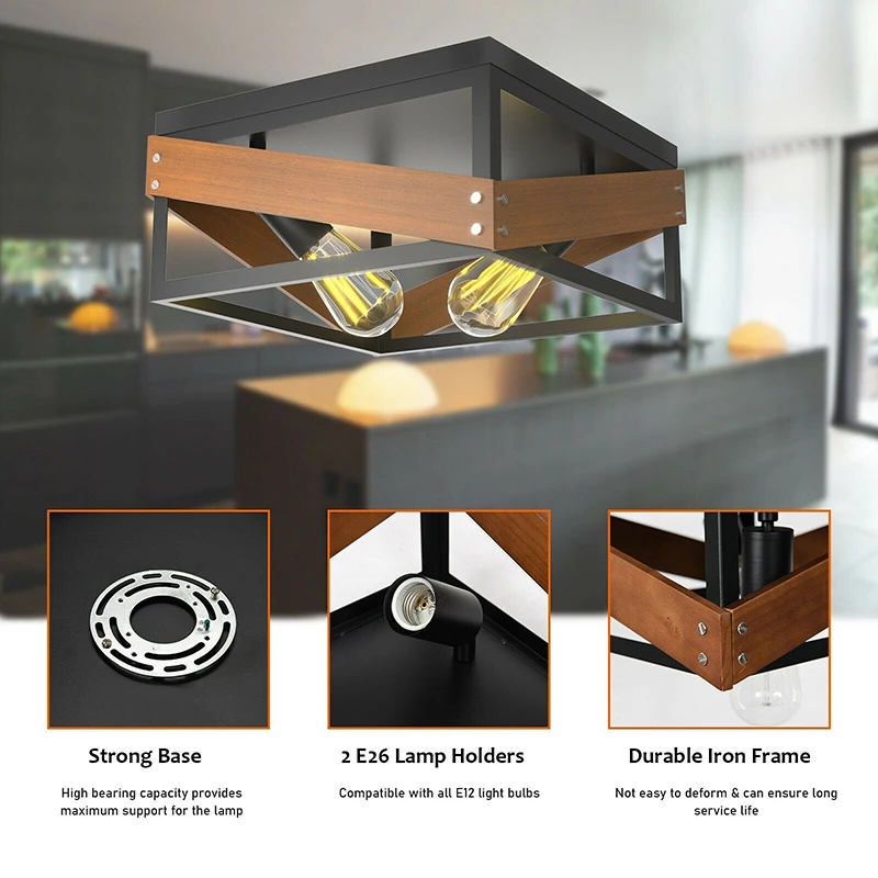 

Living Room Rustic Ceiling Geometric Lamp Unique Angle Adjustable Bulb Holder Durable Iron Frame Unique Shape Ceiling Lights