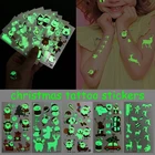 10 листов, новогодние светящиеся наклейки-тату для детей