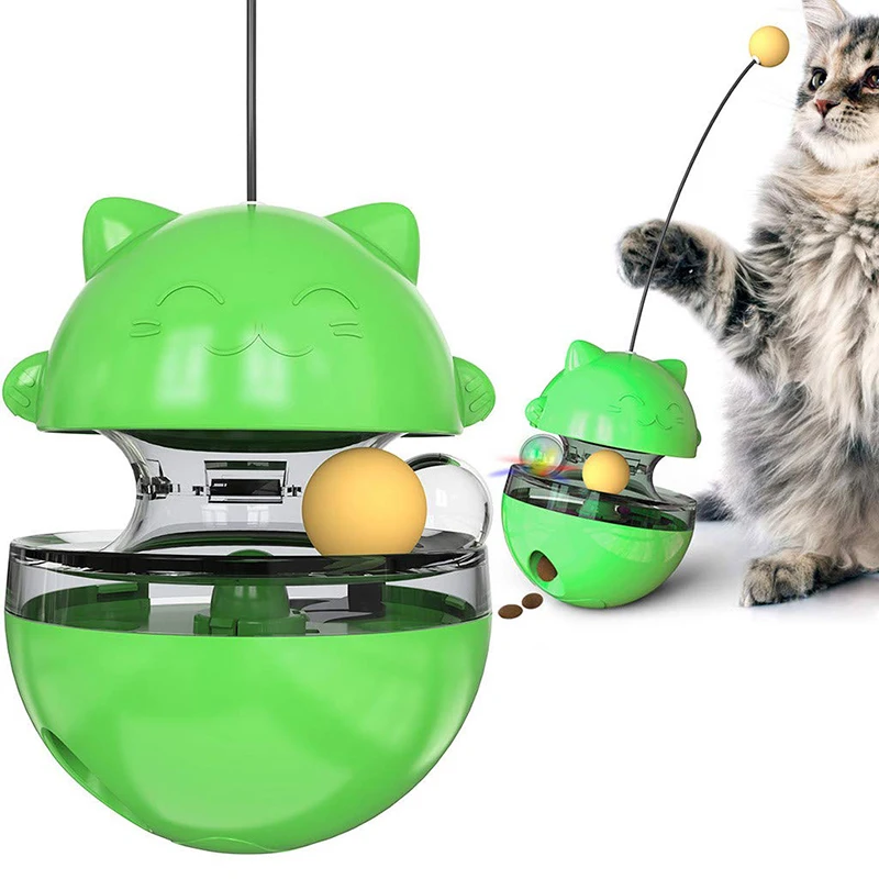 

Cat Toys Interactive Kitten Training Stick Cat Feeding Toys Pets Tumbler Leakage Food Ball Plastic Play Balls for Catch Cats