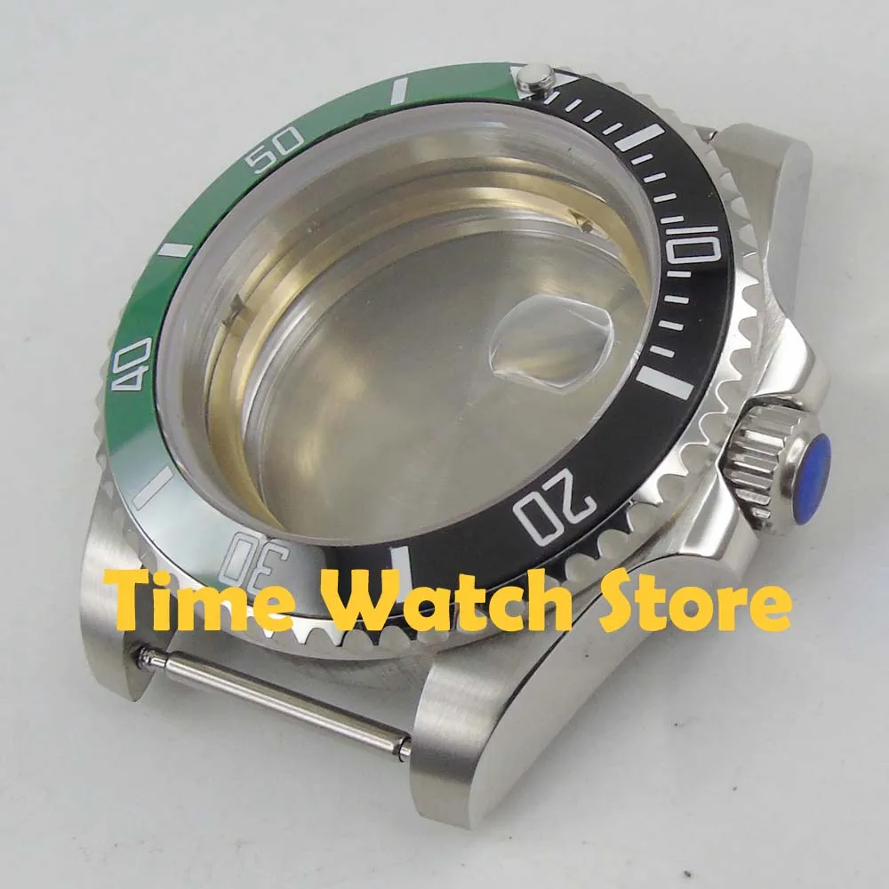 40 мм водонепроницаемые часы с сапфировым стеклом чехол зеленый черный