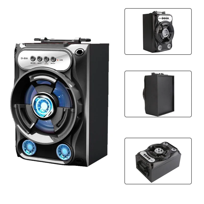 

Protable Bluetooth Speaker Wireless Bass Stereo Sound System With Led Light Speaker Support TF Card FM Radio Outdoor Travel