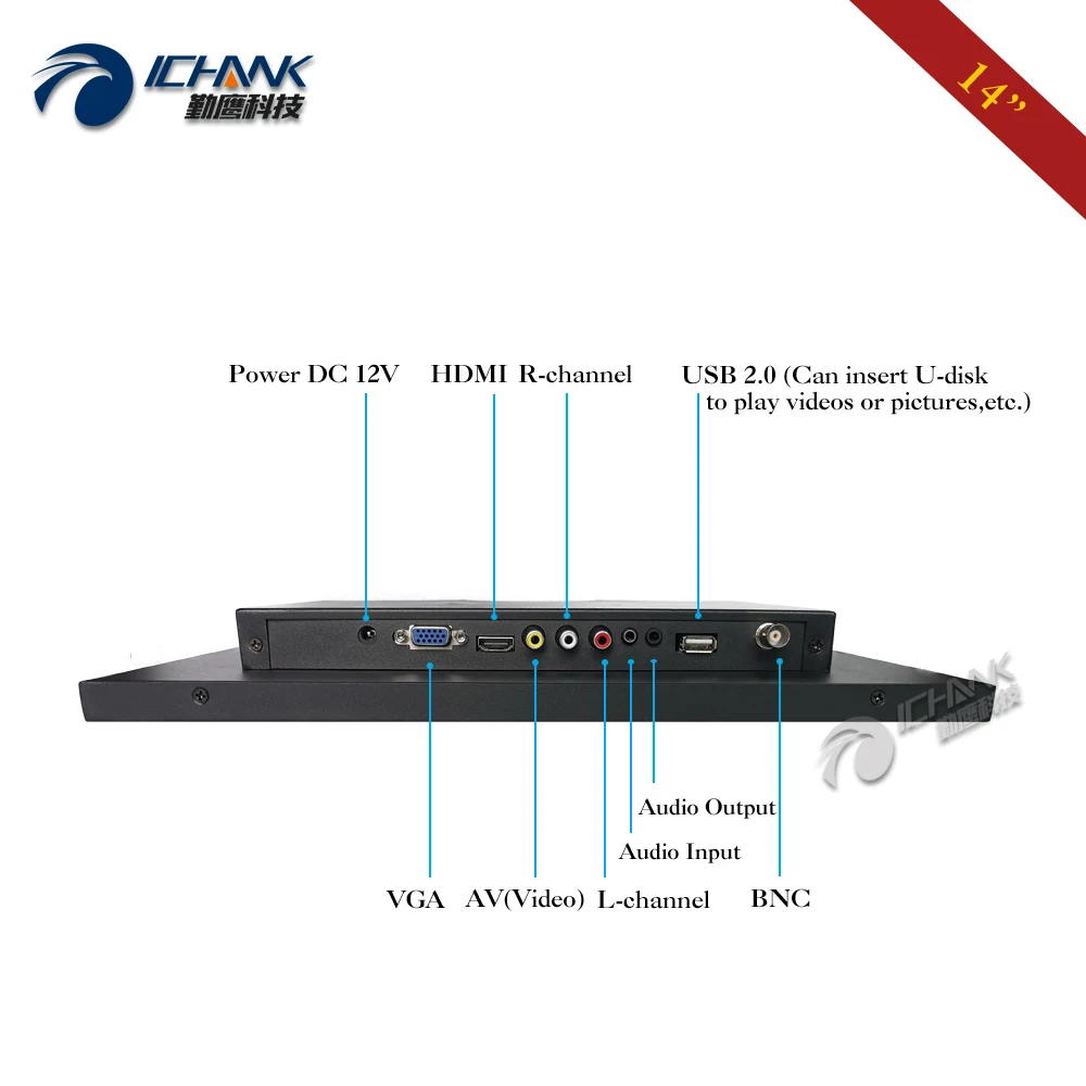 ZB140TN-56/14 дюймов 1920x1080p 16:9 ips AV BNC HDMI VGA встроенный динамик пульт дистанционного управления монитор ПК ЖК-экран u-диск видеоплеер