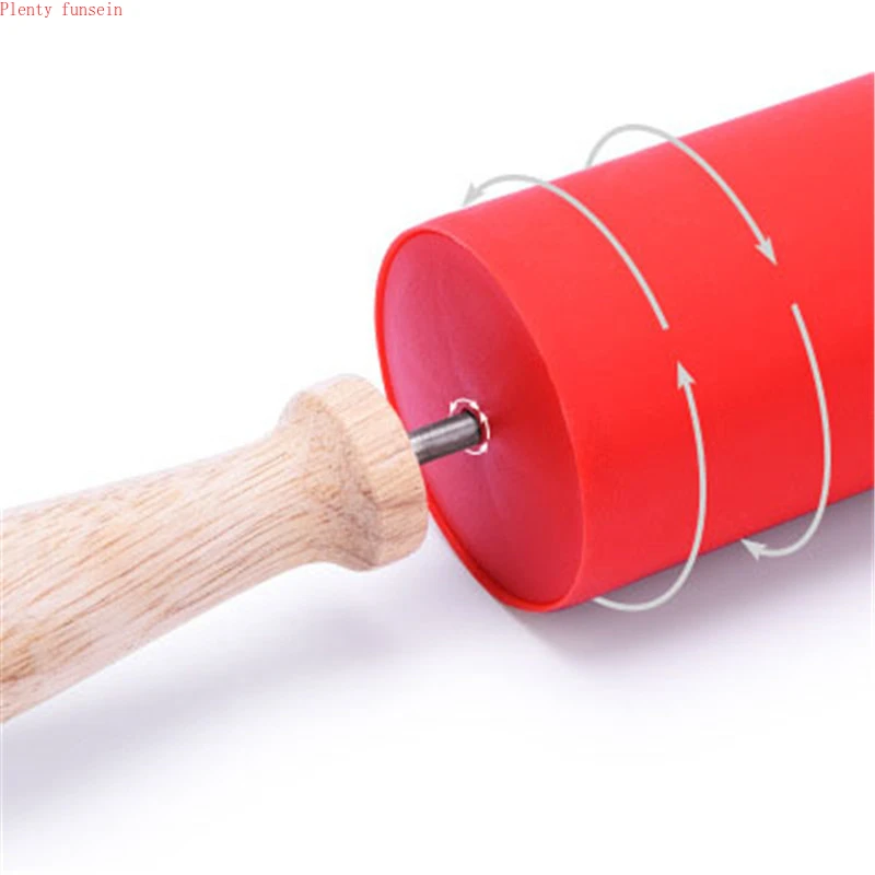 41 см Большой размер рулонный штифт Силиконовая ручка из цельного дерева ролик