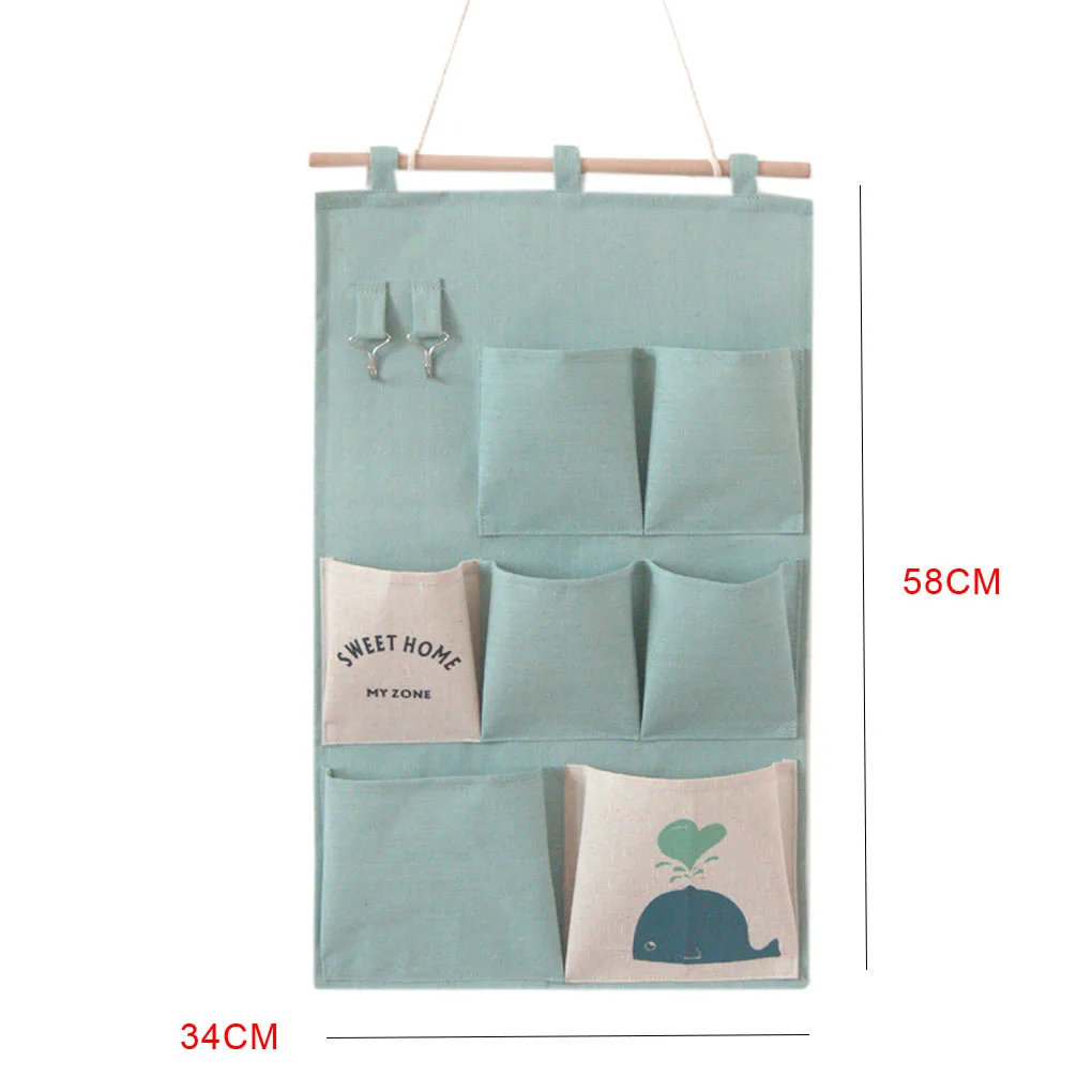 

3/7 Pockets Cotton Linen Wall Door Closet Multi-layer Hanging Storage Organizer for Room Bathroom Rack Jewelry Storage Basket