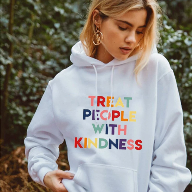 

Women Hip Hop Oversized Sweatshirts Full Sleeve Tops Hoody Pullovers Ladies Clothes Harajuku Treat People With Kindness Hoodies